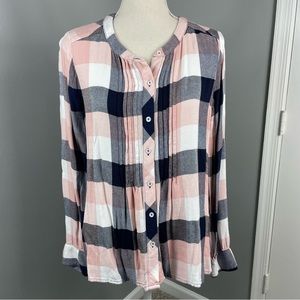 Gibson || Pleated Flannel Button Down Size S